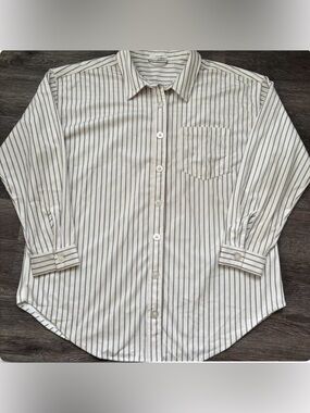 Maurices White Shirt with Black Pinstripes
